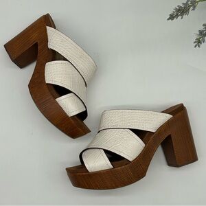 WHITE MOUNTAIN women’s Alive Platform wooden block Slide Sandal in white size 8